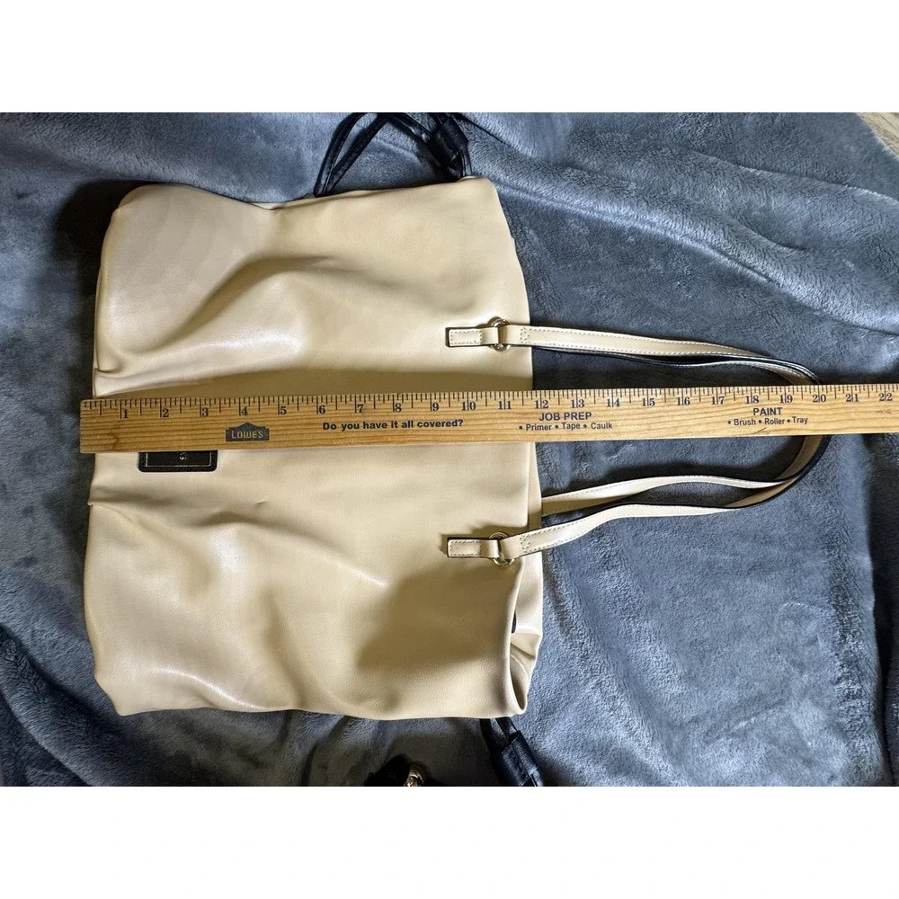 Victoria's Secret Tote Bag‎ Womens Large Beige Faux Leather Drawstring 11203224